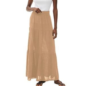 Michael Stars Sandy Tiered Gauze Maxi Skirt in Tan | Size M